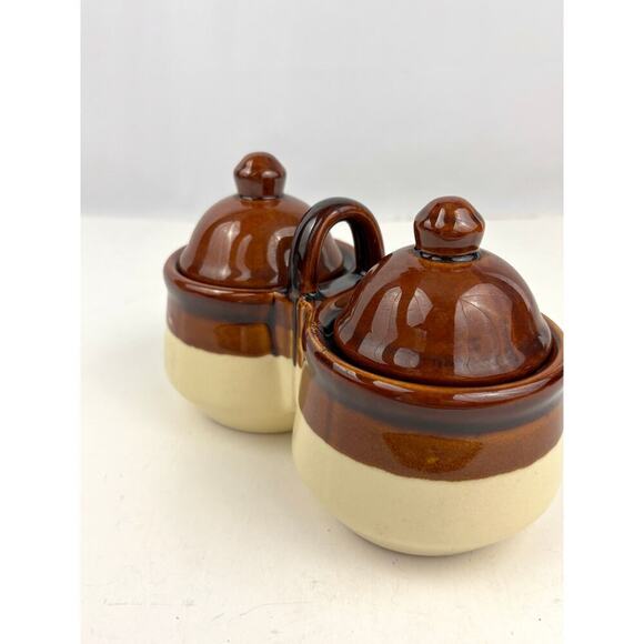 VTG Relish Condiment Server Brown Tan Ceramic Stoneware Taiwan 1970's - Picture 3 of 16